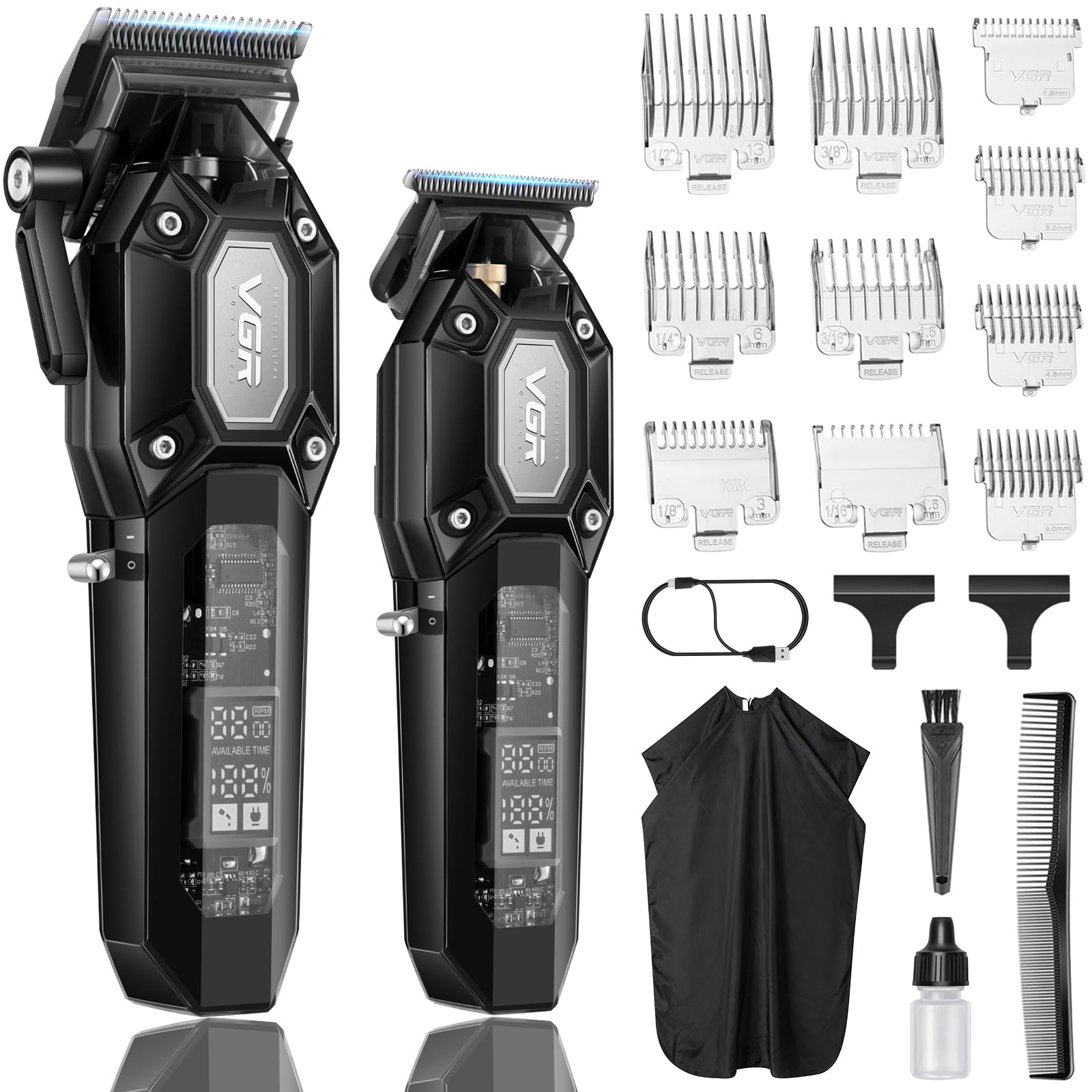 VGR clipper and trimmer front view showing full kit and professional look
