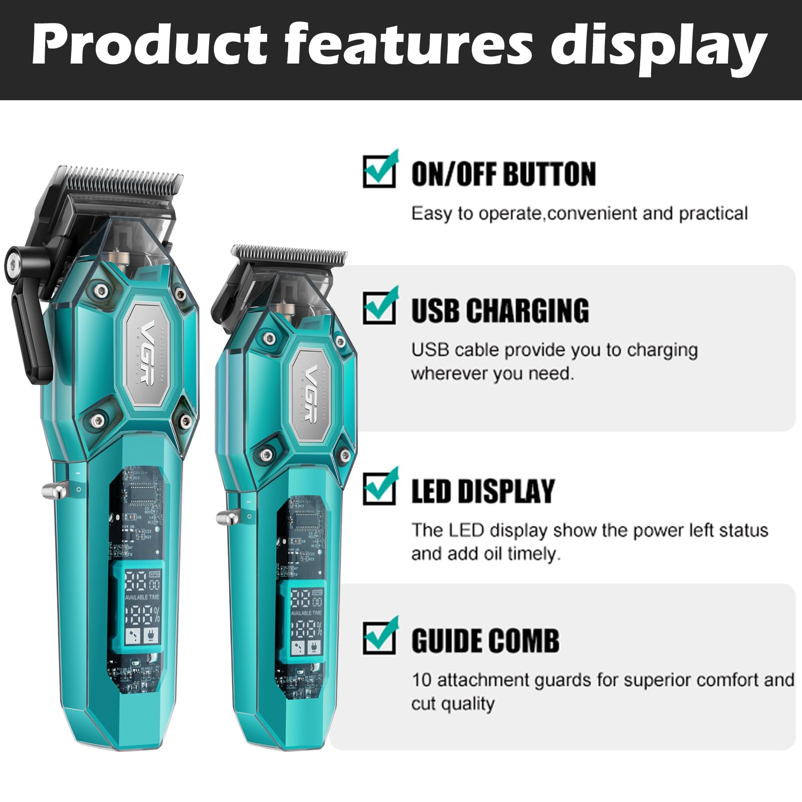 VGR transparent grip detail revealing internal mechanism and clear inspection advantage
