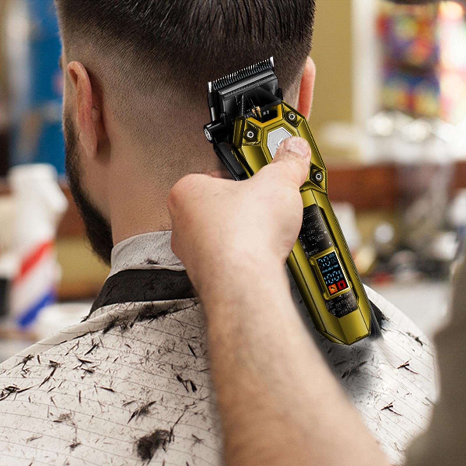 VGR clipper held in hand for scale showing compact cordless portability benefit