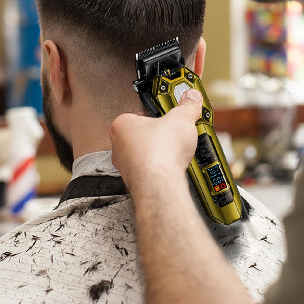 VGR clipper held in hand for scale showing compact cordless portability benefit