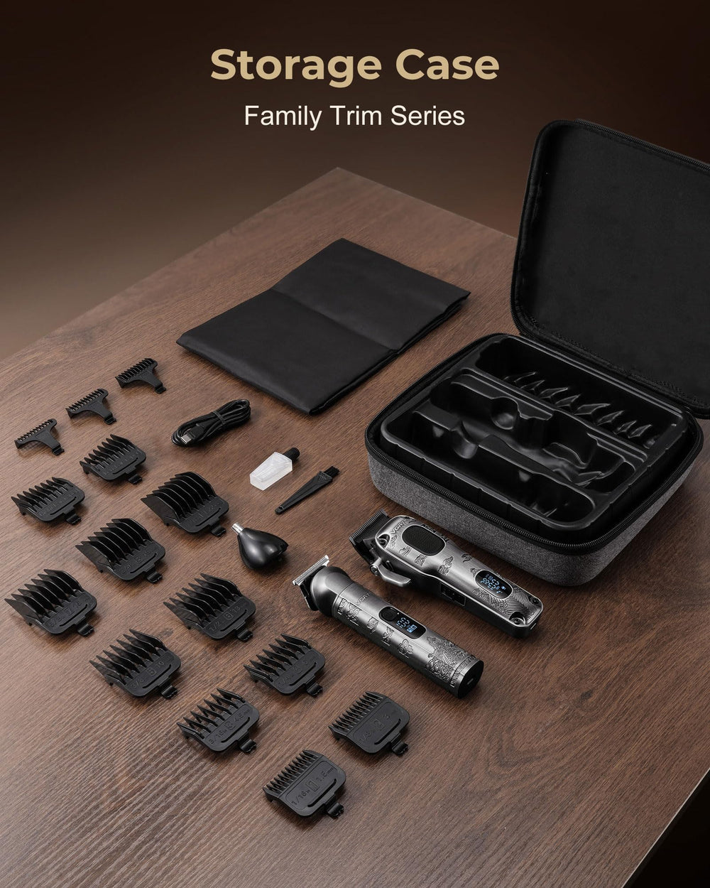 VGRPRO accessories laid out showing included combs cape oil and brush benefit