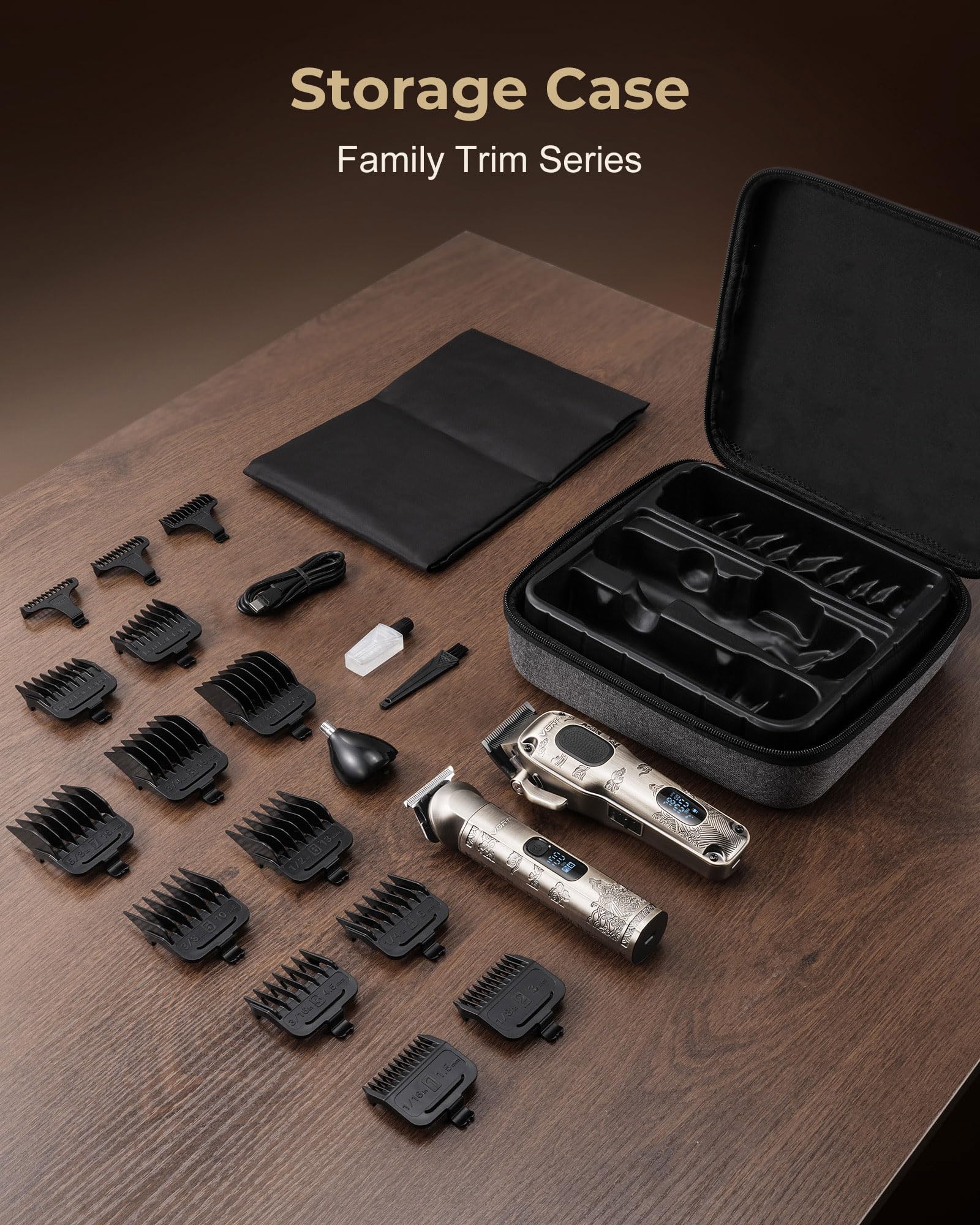 VGRPRO barber cape and EVA case staged to show organized storage and accessory protection