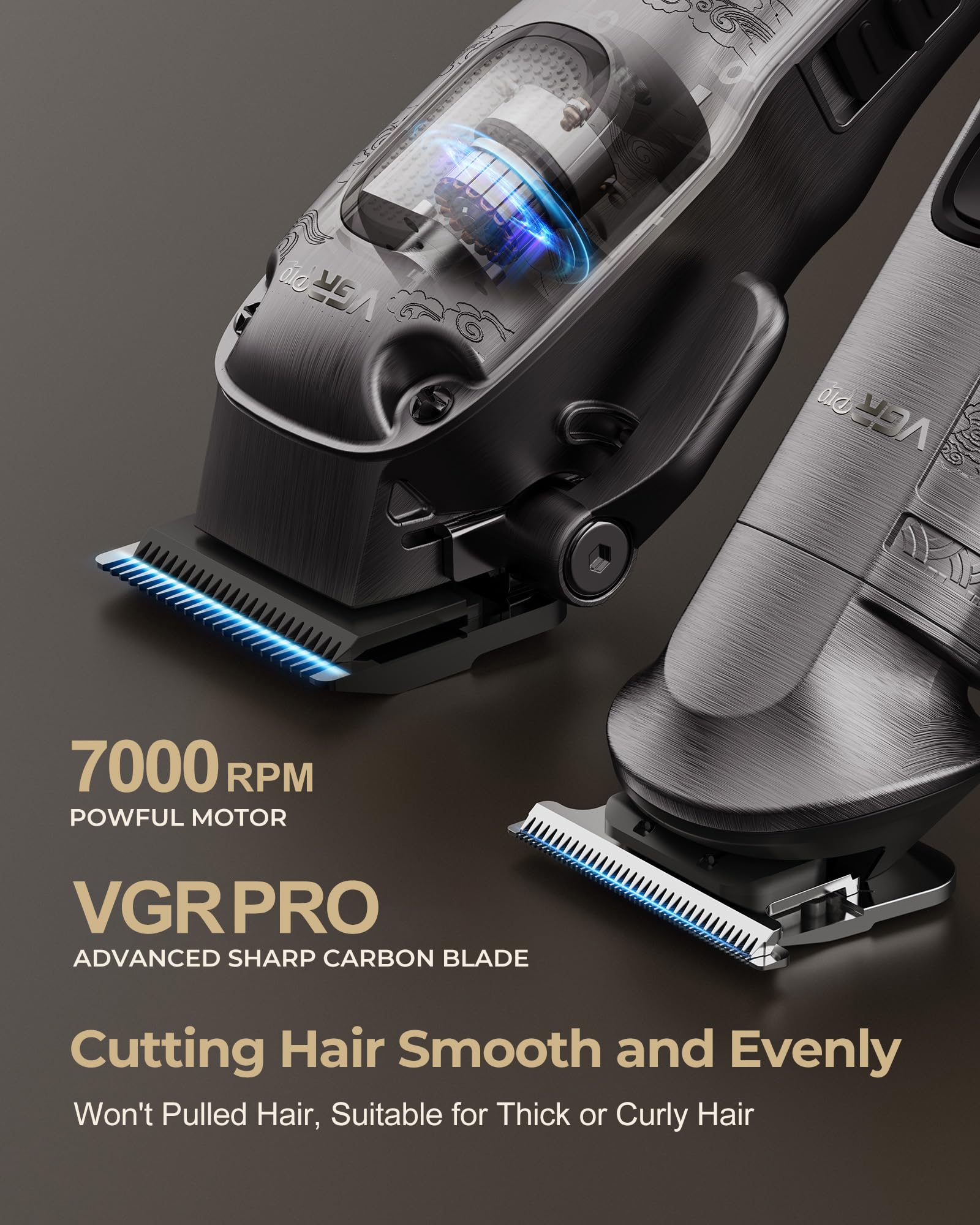 VGRPRO clipper blades closeup showing sharp edge for smoother cutting
