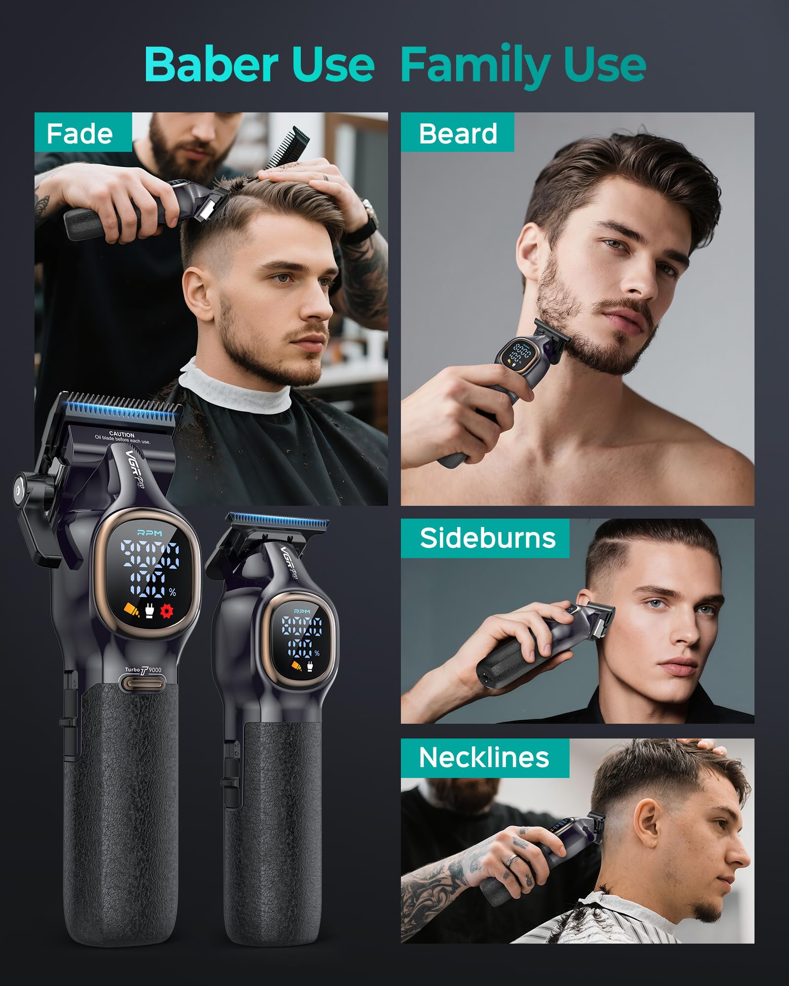 VGRPRO zero-gap trimmer detail for precise edging and clean neckline definition