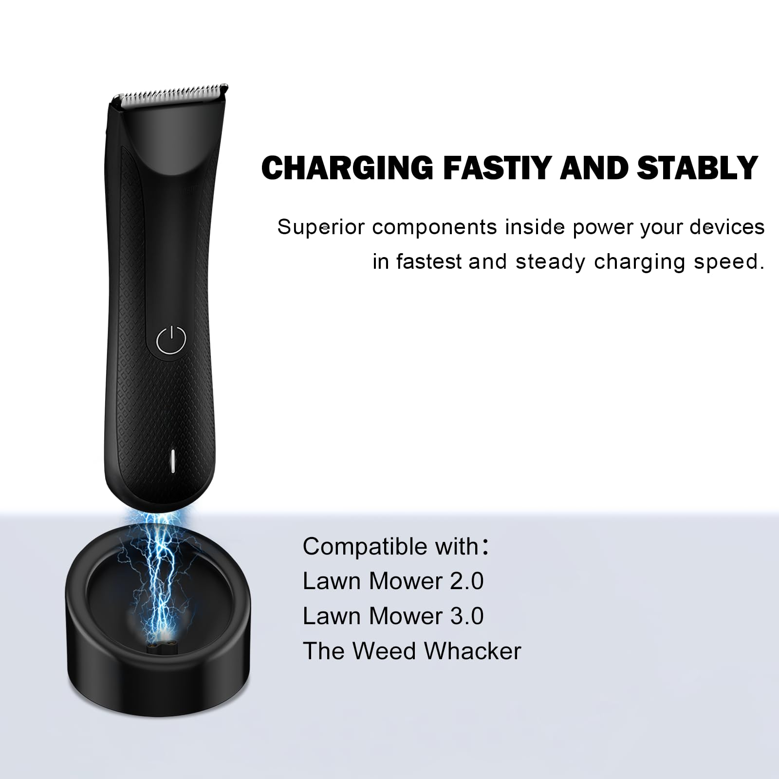 VHBW charger in use with Lawn Mower 3.0 demonstrating fast, stable charging