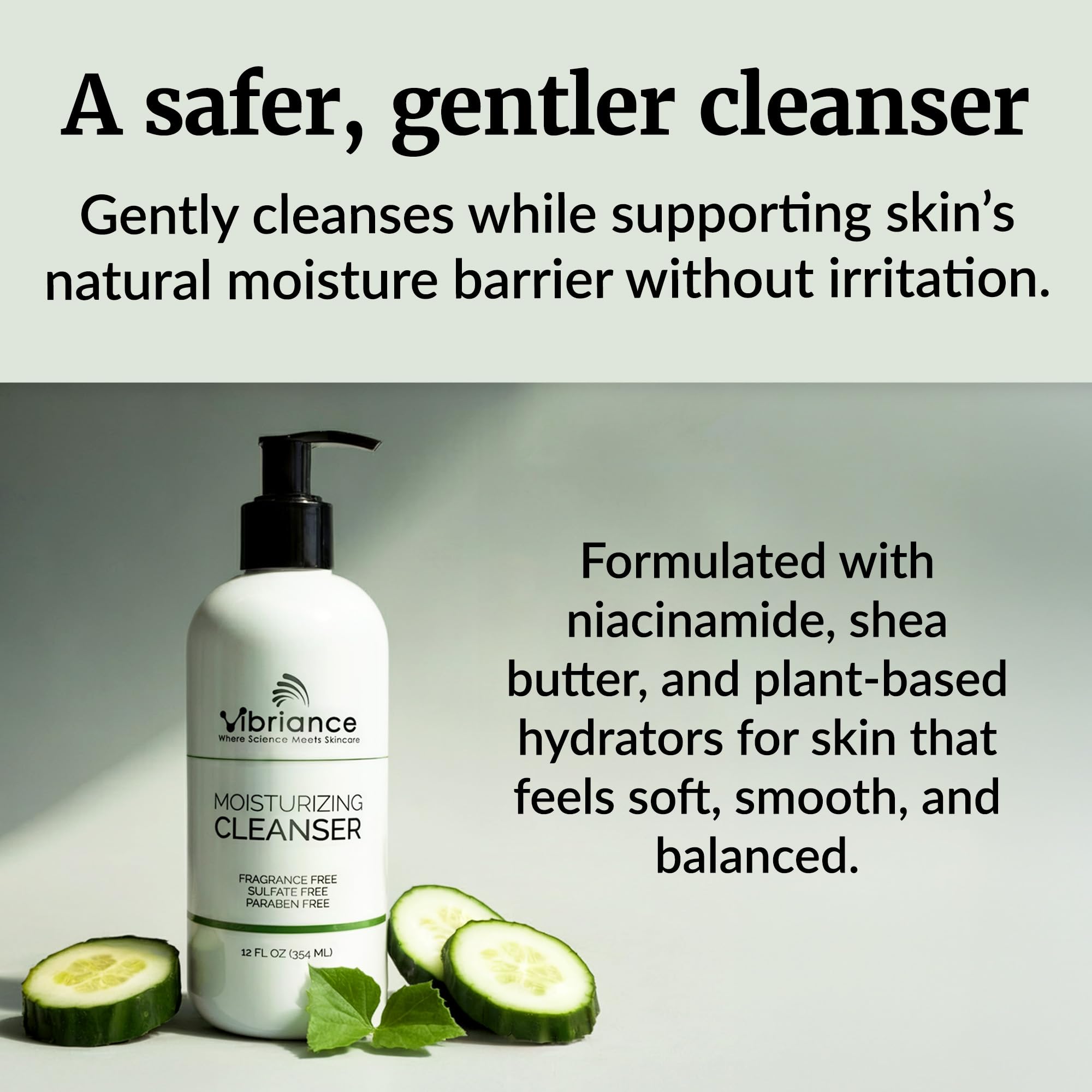 Vibriance bottle on bathroom shelf showing daily routine compatibility benefit