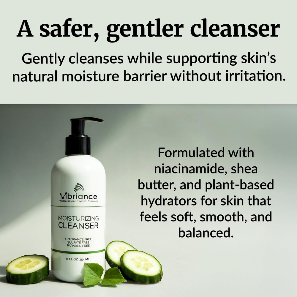 Vibriance bottle on bathroom shelf showing daily routine compatibility benefit