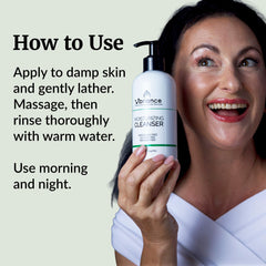 Vibriance oil-to-foam texture close-up illustrating gentle cleansing benefit