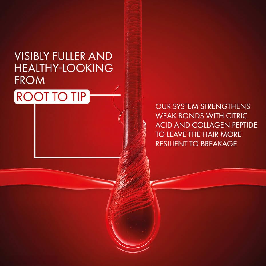 VICHY treatment being applied to dry hair to strengthen strands before washing