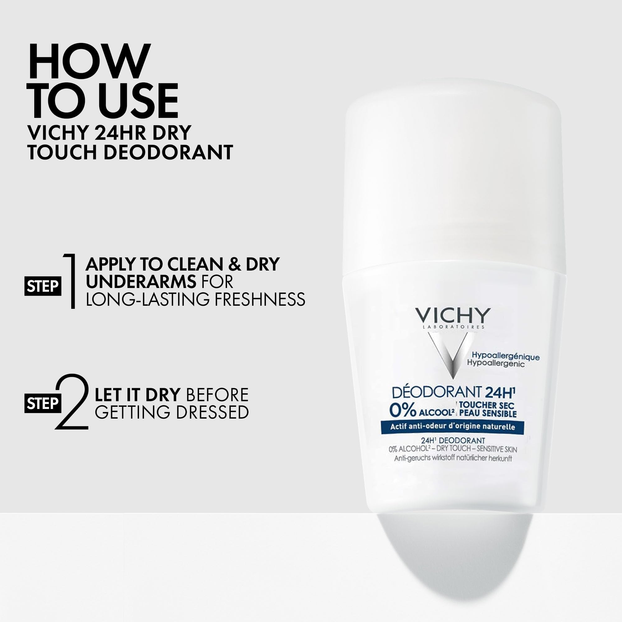Vichy in-use after shaving lifestyle shot showing reduced irritation benefit