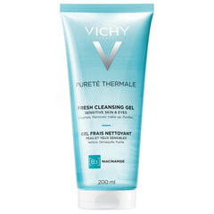 VICHY bottle front view showing clean design and gentle cleansing benefits