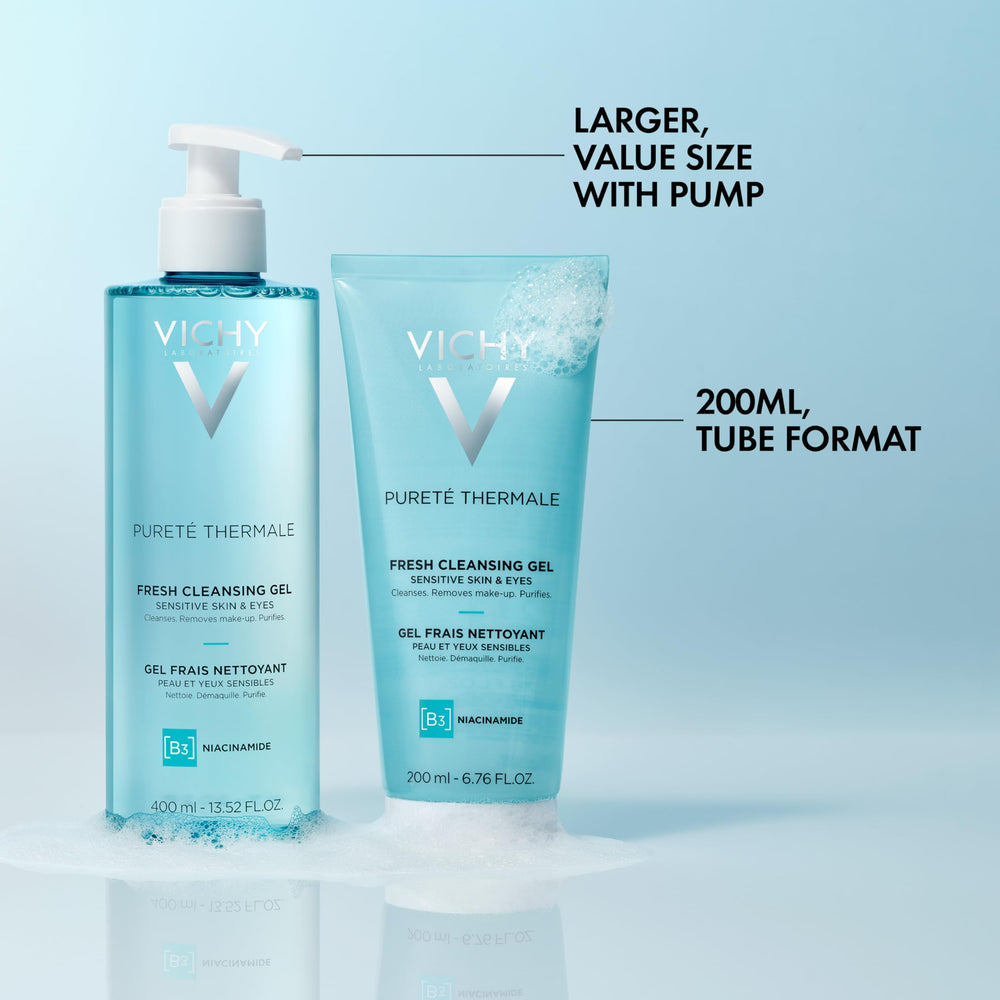 VICHY packaging cap detail emphasizing hygienic, spill-resistant design