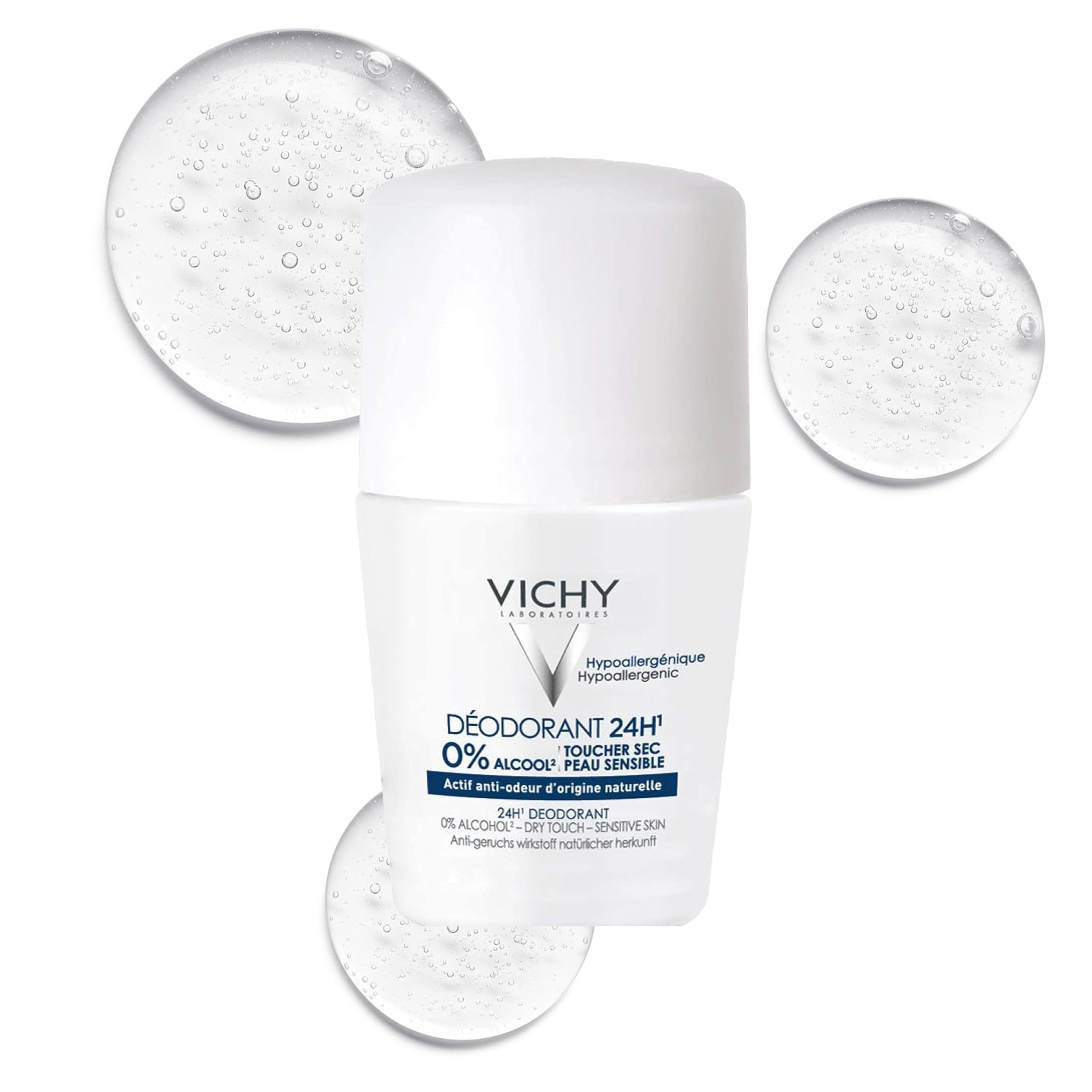 Vichy roll-on front packaging showing brand and clear finish benefit