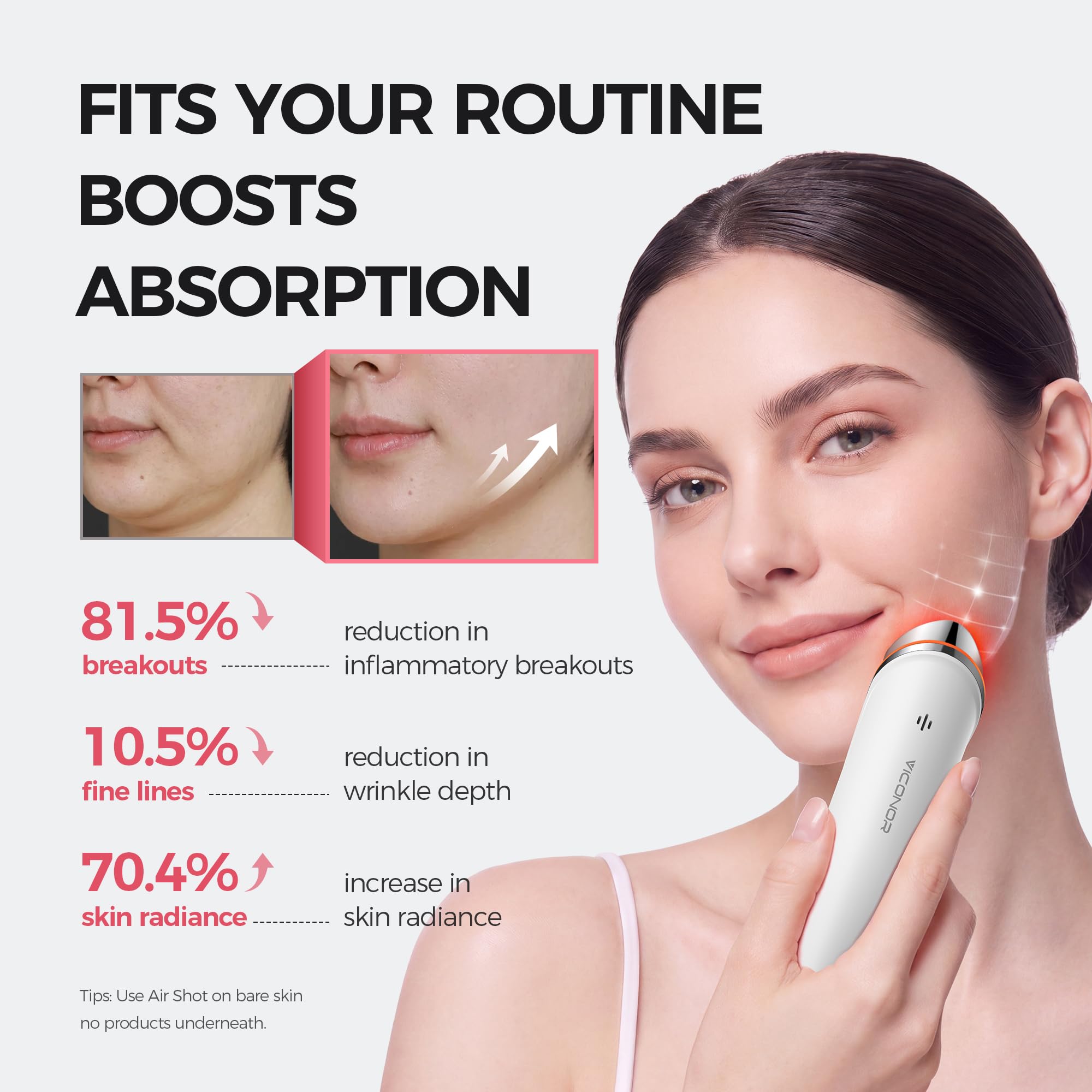 Viconor handheld wand in use demonstrating easy daily treatment