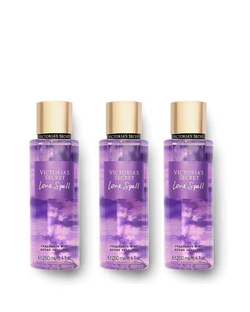 Victoria's Secret front packaging showing three Love Spell mists for quick refresh