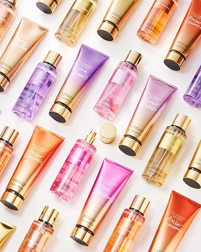 Victoria's Secret open cap and label detail showing scent notes and product info
