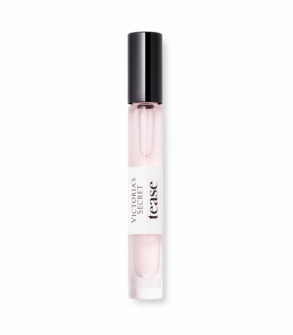 Victoria's Secret Tease atomizer detail close-up showing nozzle and easy-spray control benefit convenience