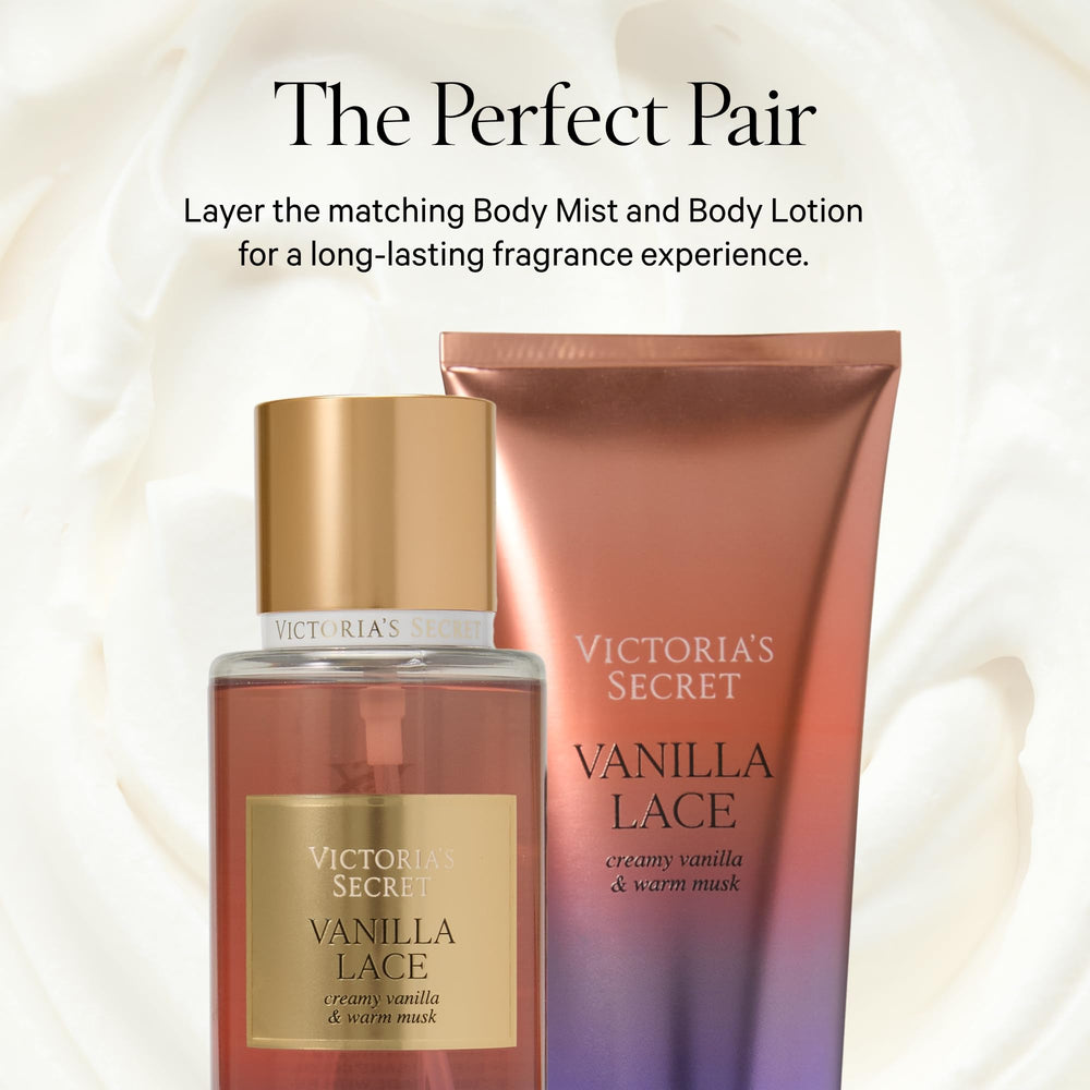 Victoria's Secret 8 fl oz bottle beside common items to show compact size benefit