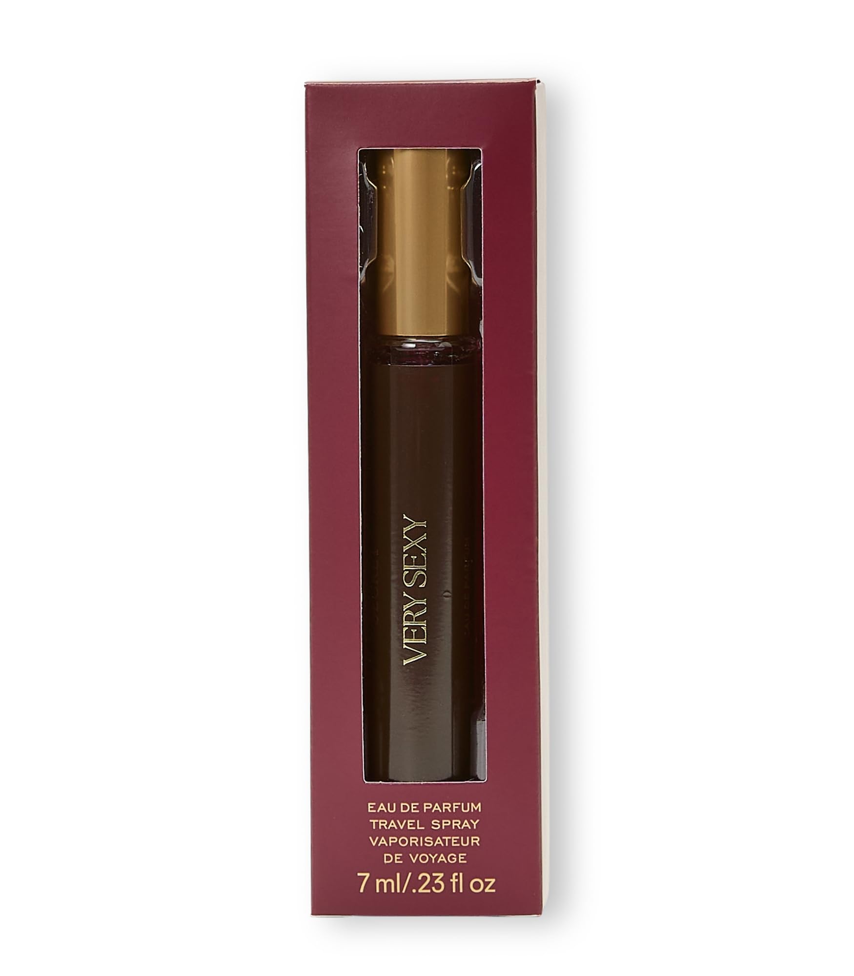 Victoria's Secret bottle in hand demonstrating small 7ml scale for purse-ready convenience