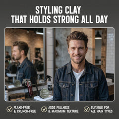 Victory Barber & Brand open jar displaying clay texture and matte consistency