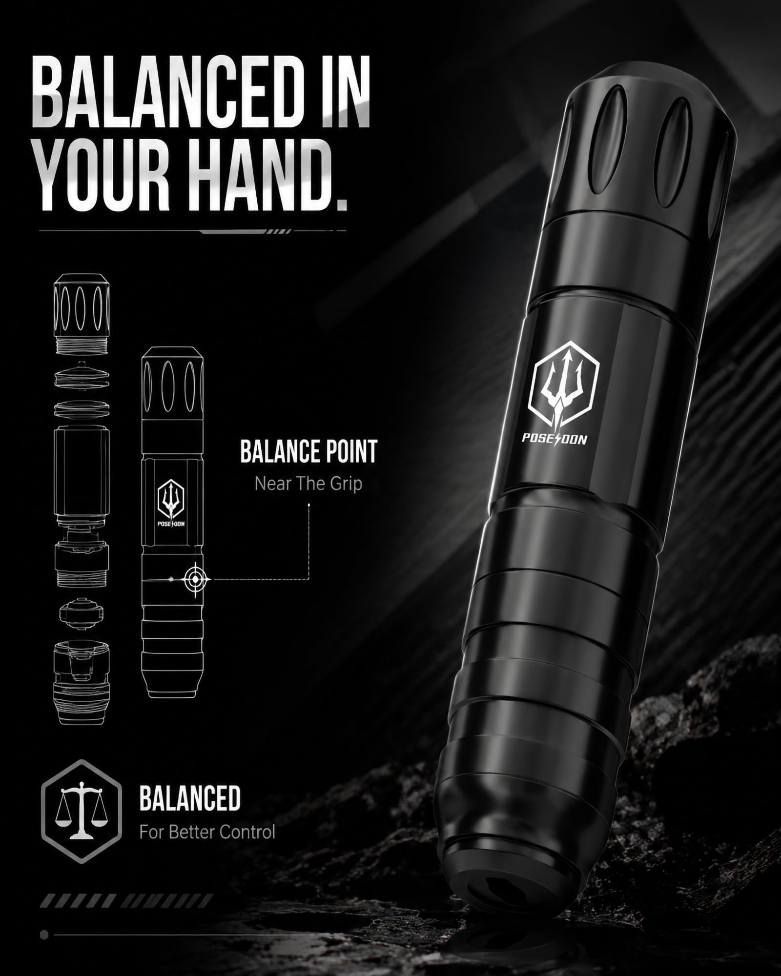 Vidattx POSEIDON two batteries with USB-C cable demonstrating longer runtime