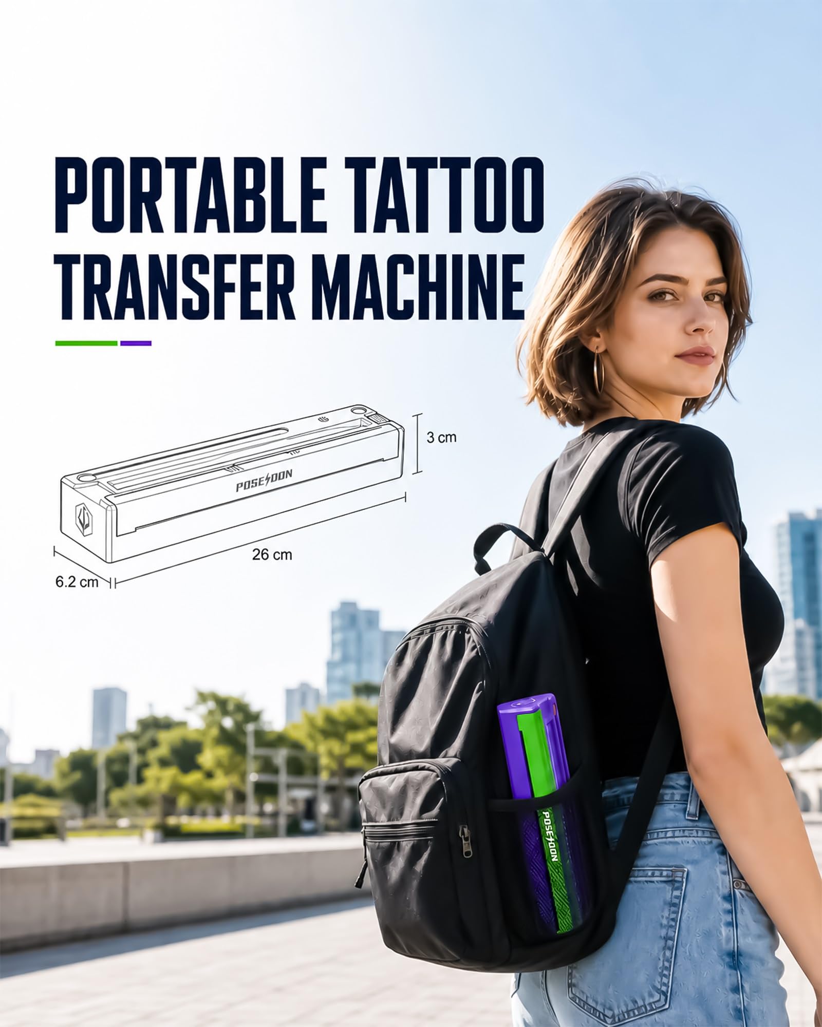 Vidattx Poseidon in a travel bag at a convention enabling on-site stencil printing