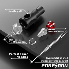 Vidattx Poseidon needle tip detail showing sharp stainless steel for precise lining