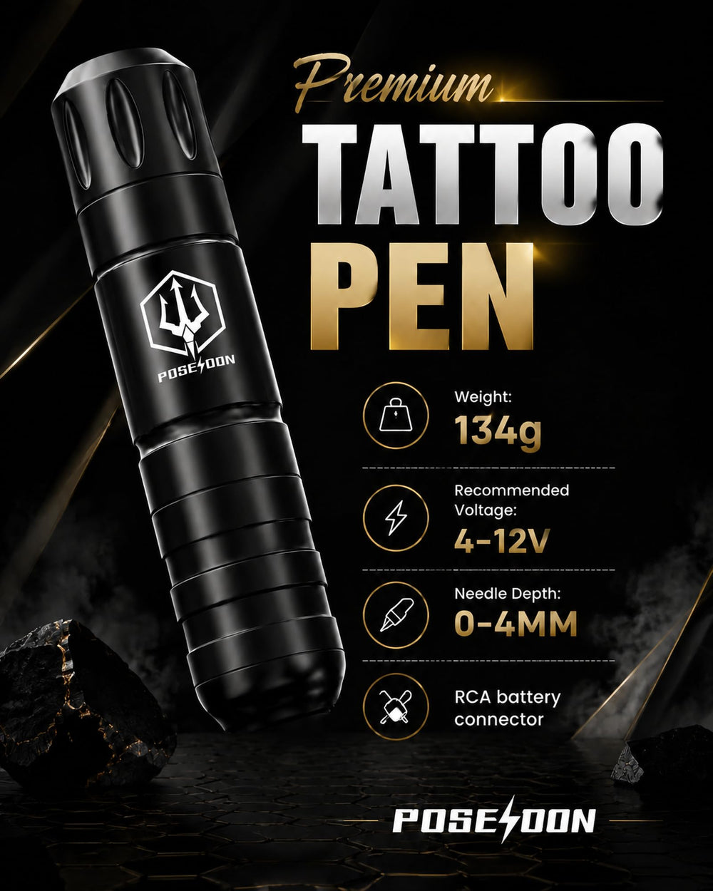 Vidattx POSEIDON pen close-up showing ergonomic grip for steady control