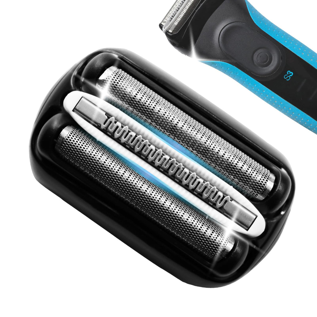 VIDSA front view of replacement shaver heads showing packaging and pair benefit