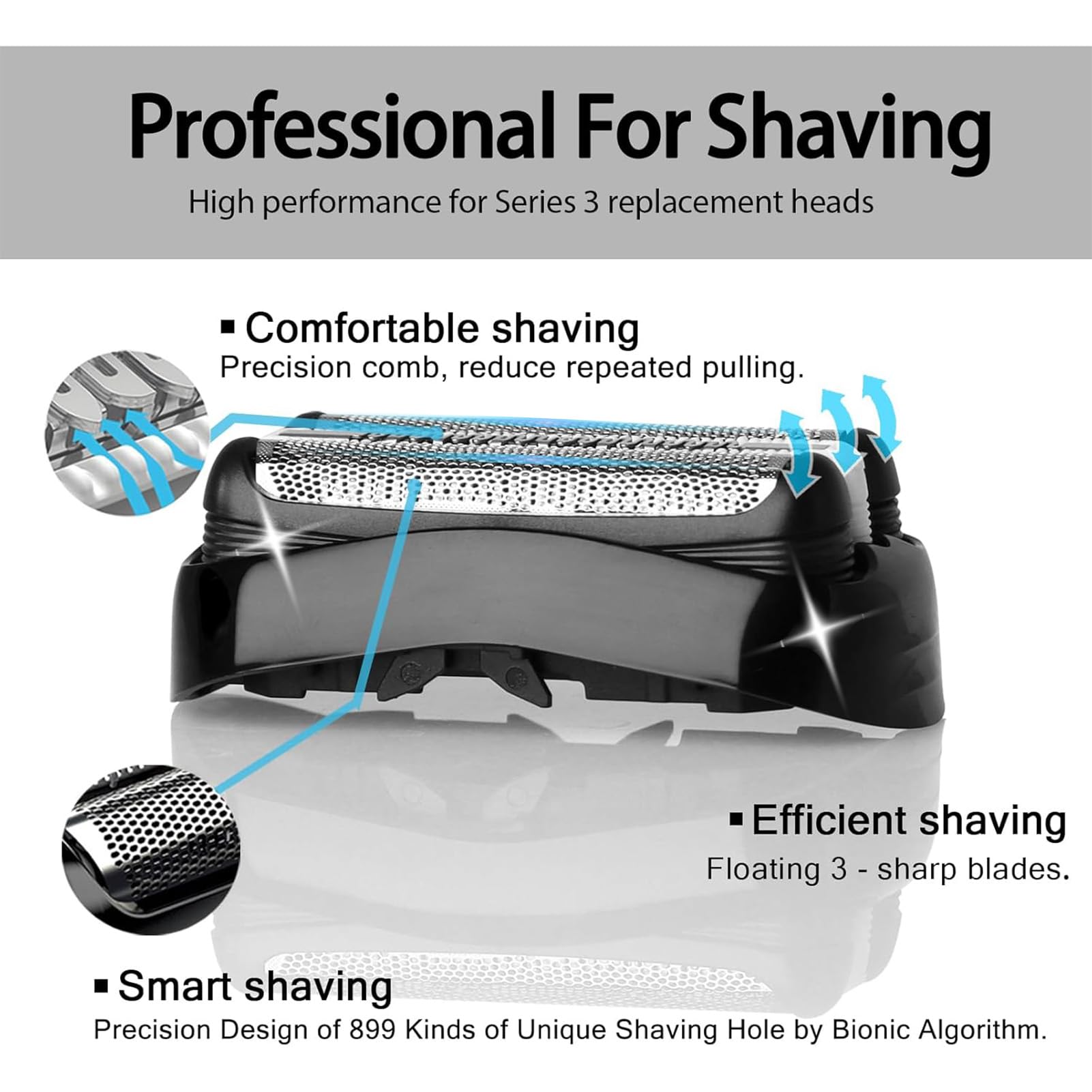 VIDSA close-up of cutter blades, sharp cutters for efficient shaving benefit