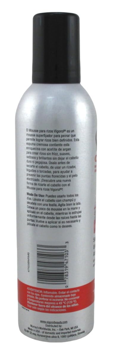 Vigorol mousse in use with diffuser showing defined, frizz-reduced curls