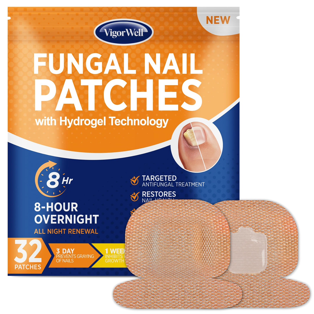 VigorWell product box showing patch pack and benefits on label