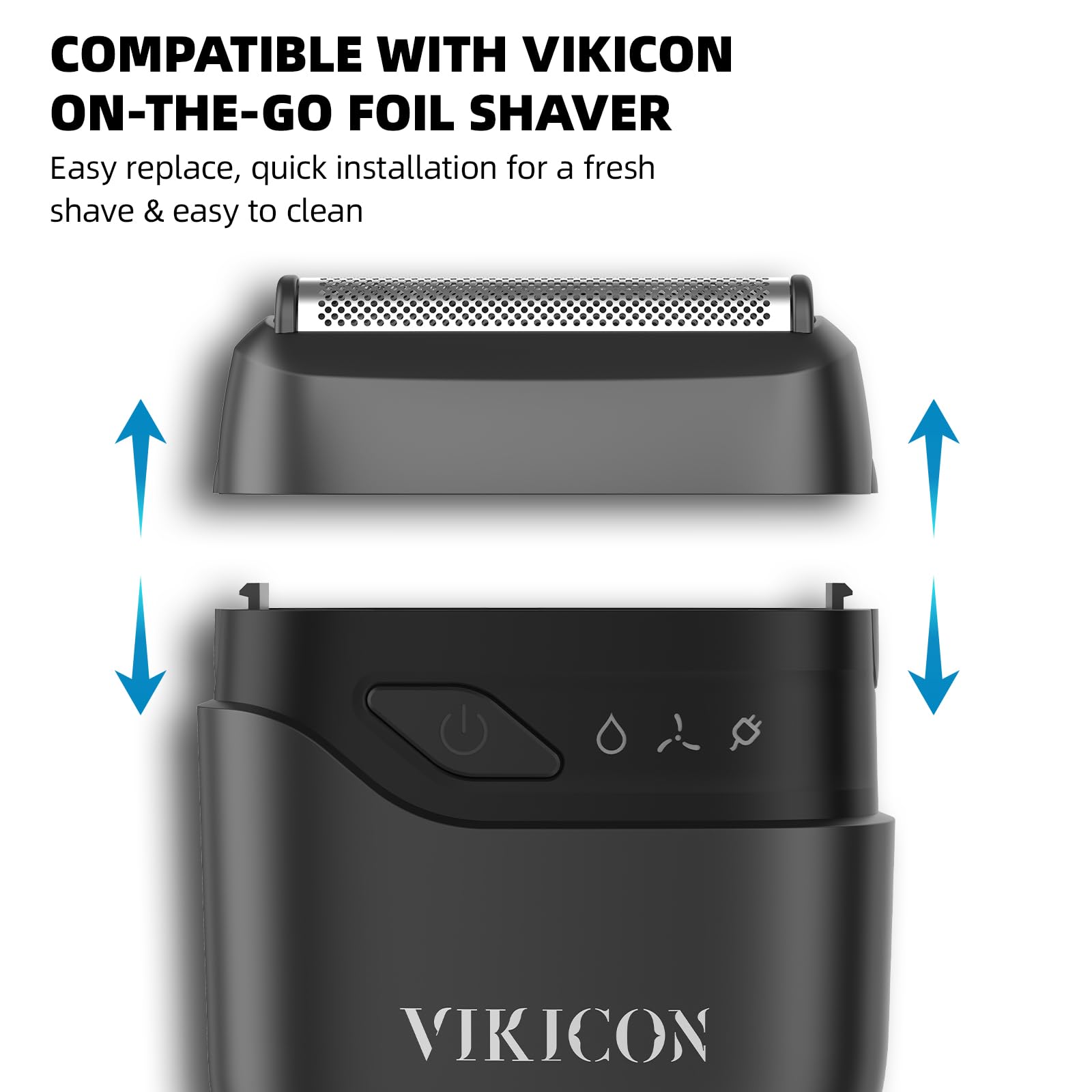 VIKICON replacement blade mounted on shaver in use demonstrating smooth contouring benefit