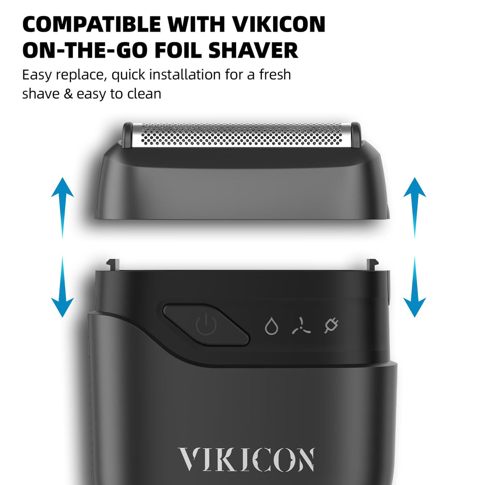 VIKICON replacement blade mounted on shaver in use demonstrating smooth contouring benefit