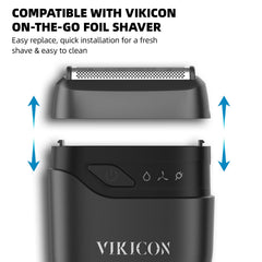 VIKICON replacement blade mounted on shaver in use demonstrating smooth contouring benefit
