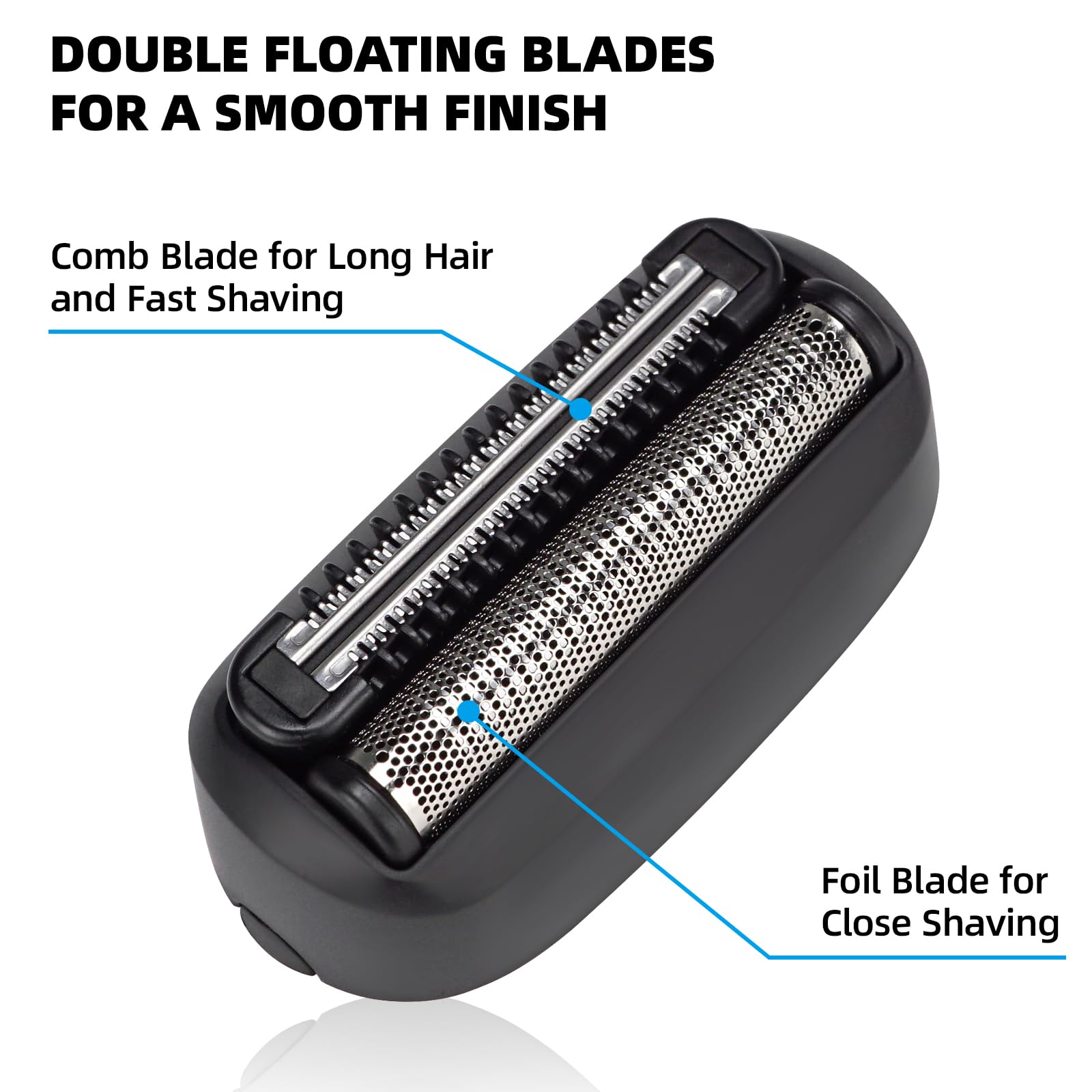 VIKICON close-up of foil and comb detail illustrating precision cutting and faster trimming
