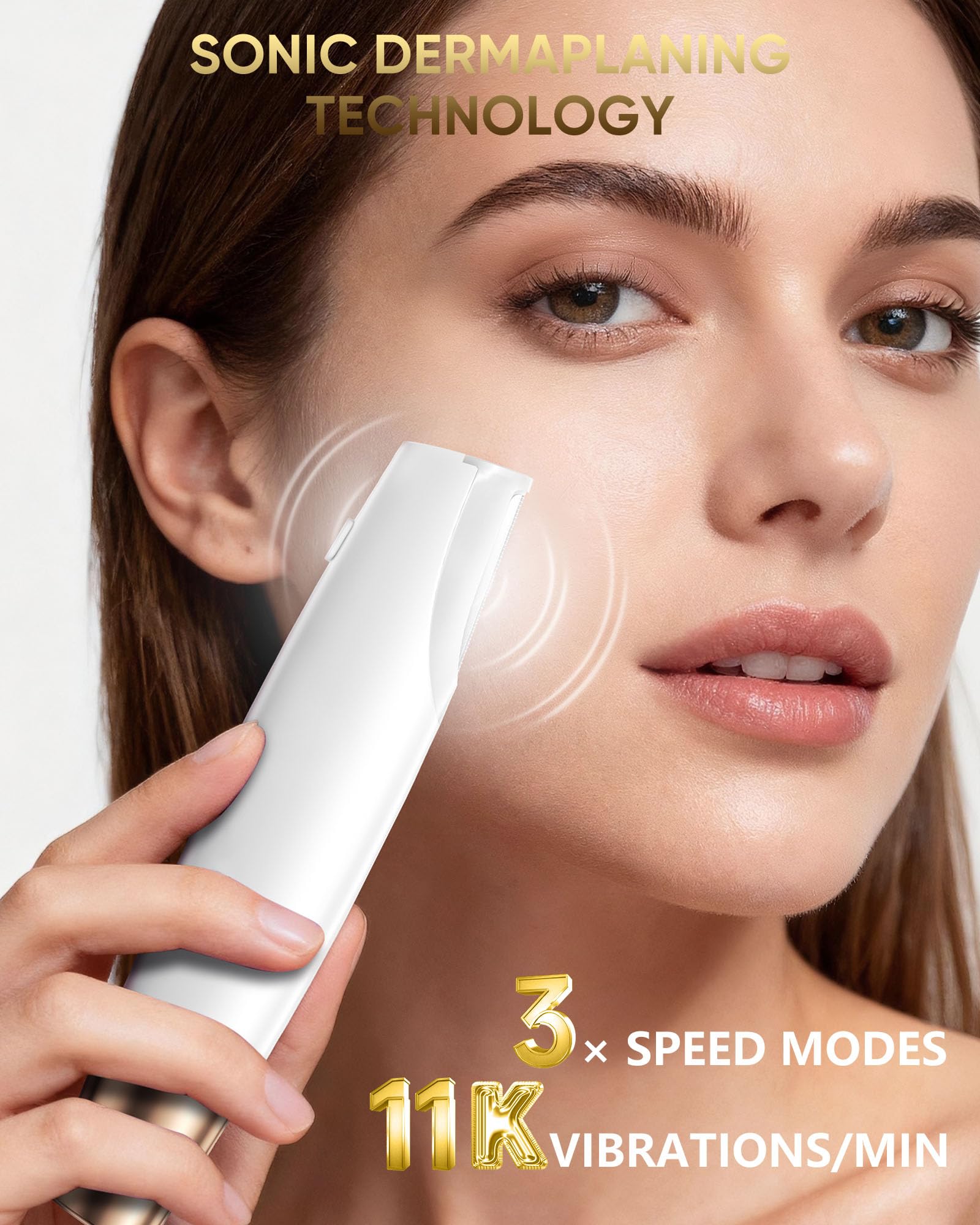 VIKICON PRO LED light turned on to reveal fine facial hairs and improve visibility