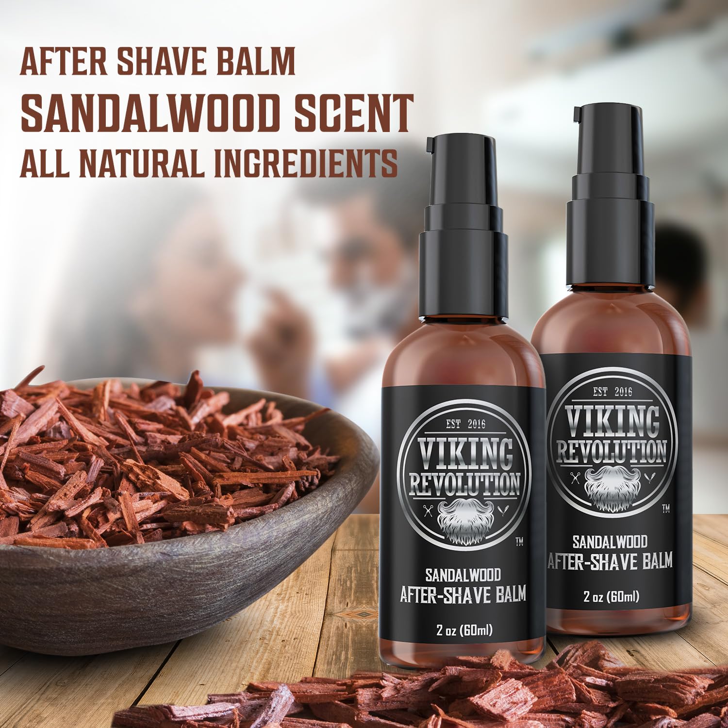 Viking Revolution dispensing balm onto fingertip demonstrating easy controlled use