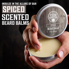 viking revolution applied to a trimmed beard in lifestyle shot, demonstrates natural hold benefit