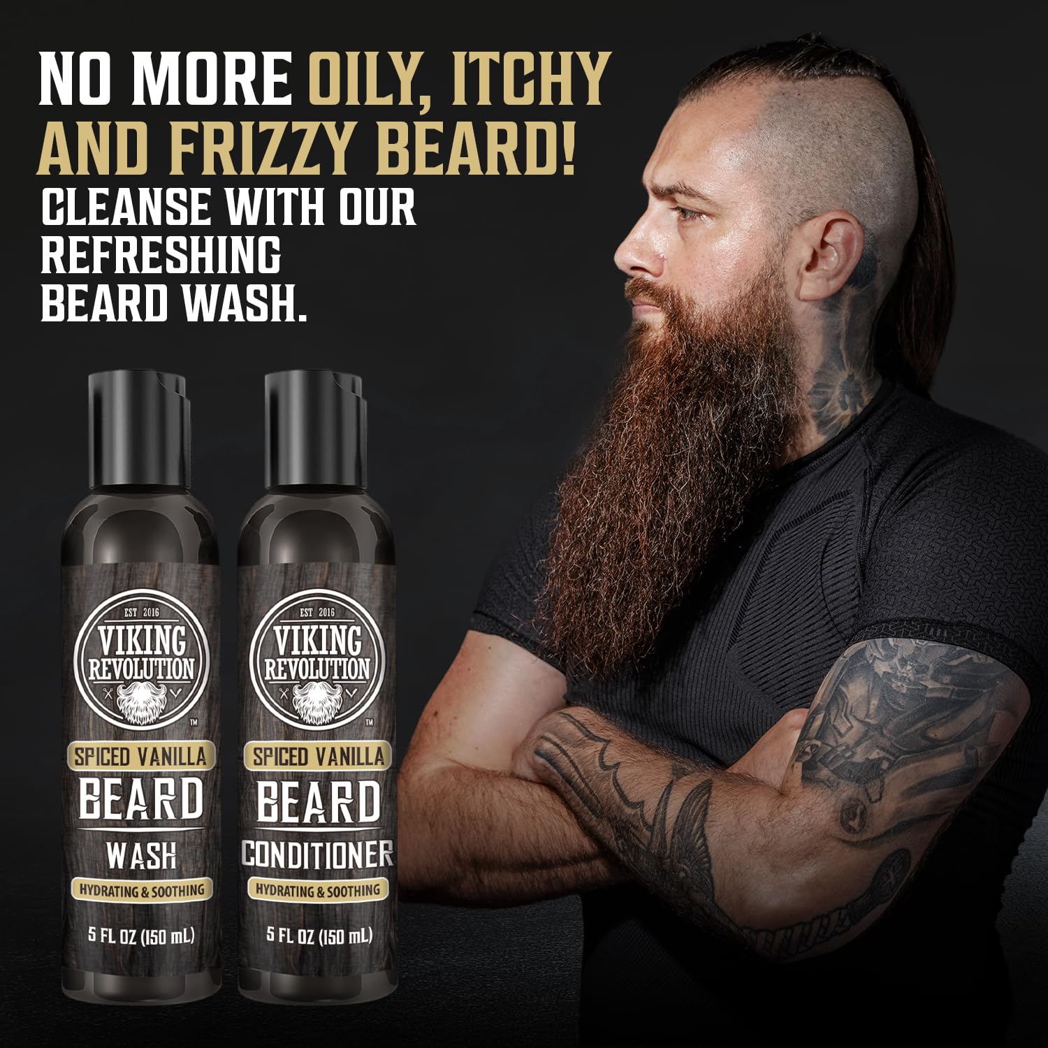 Viking Revolution beard before and after comb for improved manageability benefit