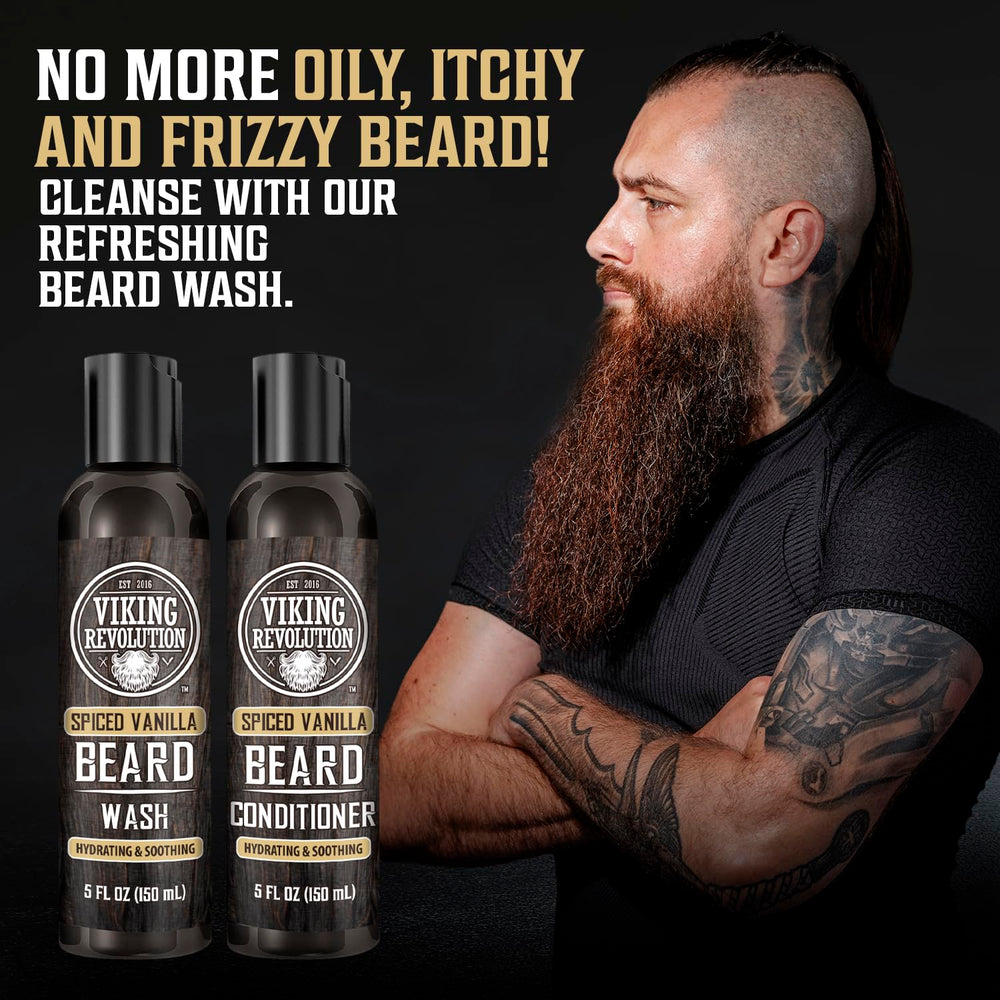 Viking Revolution beard before and after comb for improved manageability benefit