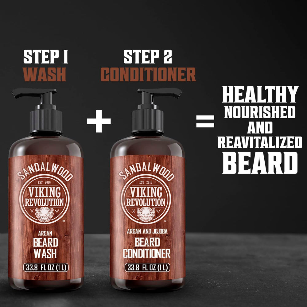 Viking Revolution in-shower use on damp beard demonstrating hydration and reduced tangles
