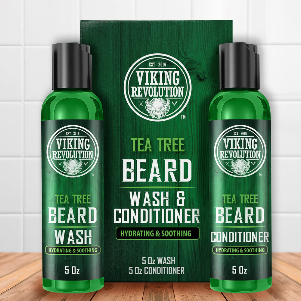 Viking Revolution product in use on beard showing reduced flakes and smoother hair