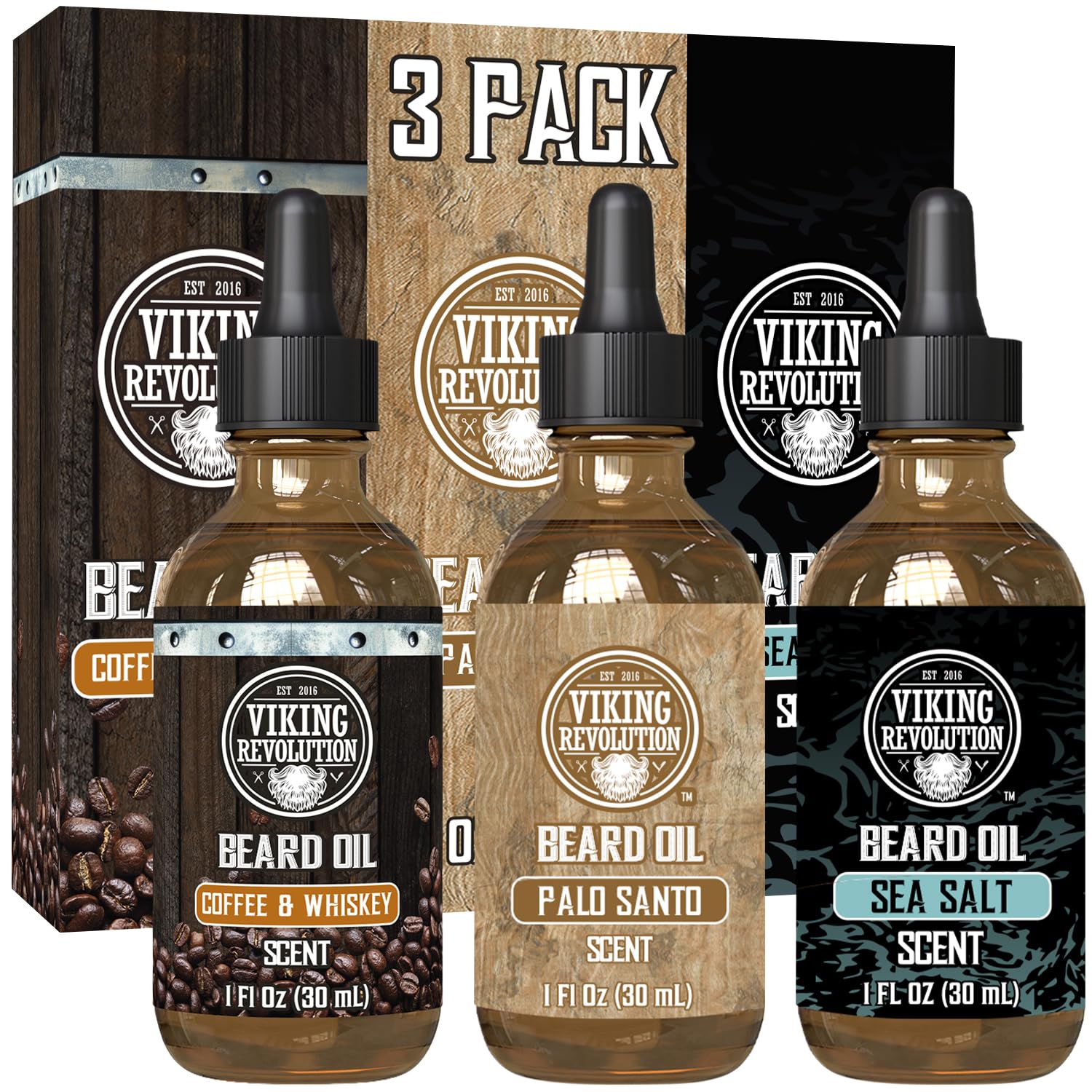 Viking Revolution three-bottle set front view showing labels and variety benefit