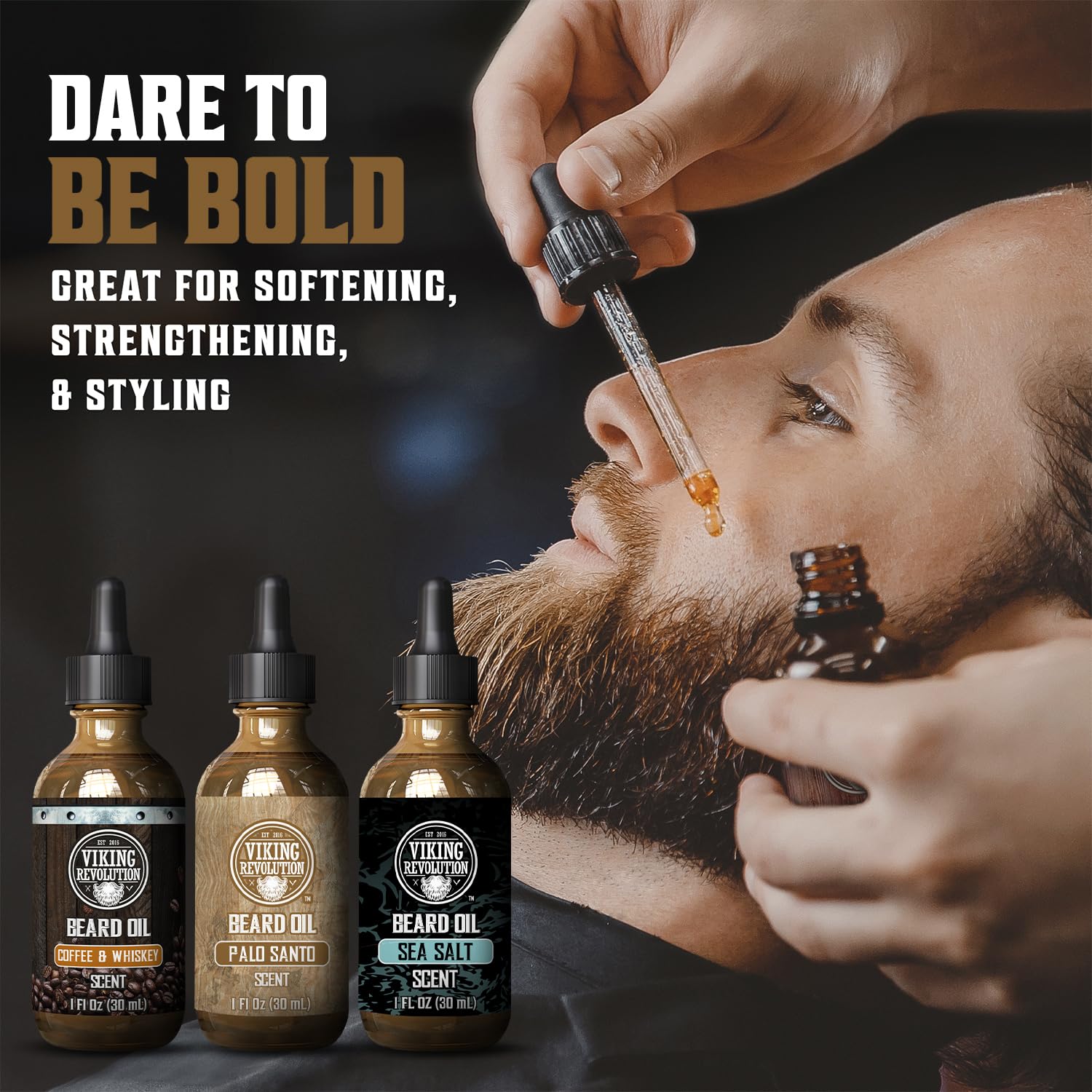 Viking Revolution bottles with readable labels highlighting natural ingredients benefit