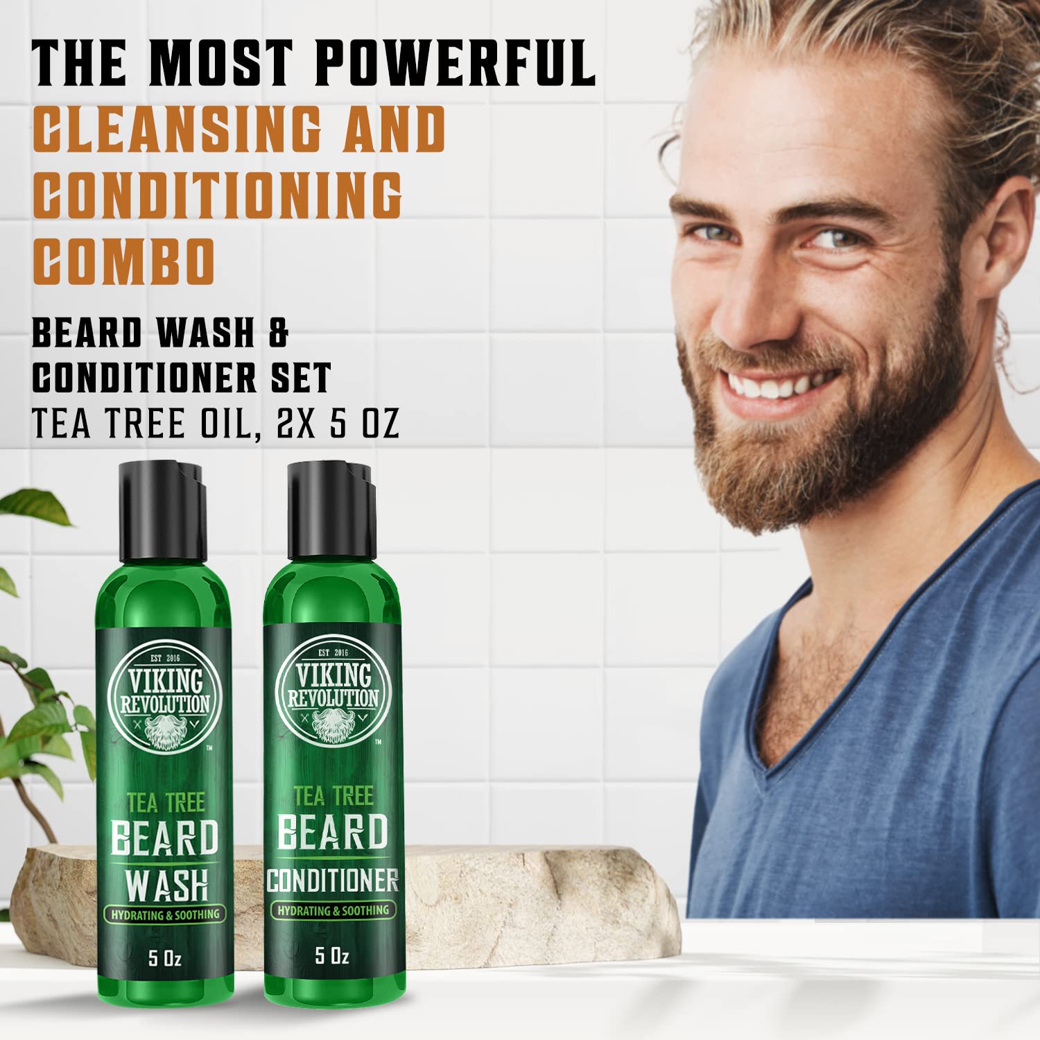 Viking Revolution beard oil drops on hand showing easy application and moisturization