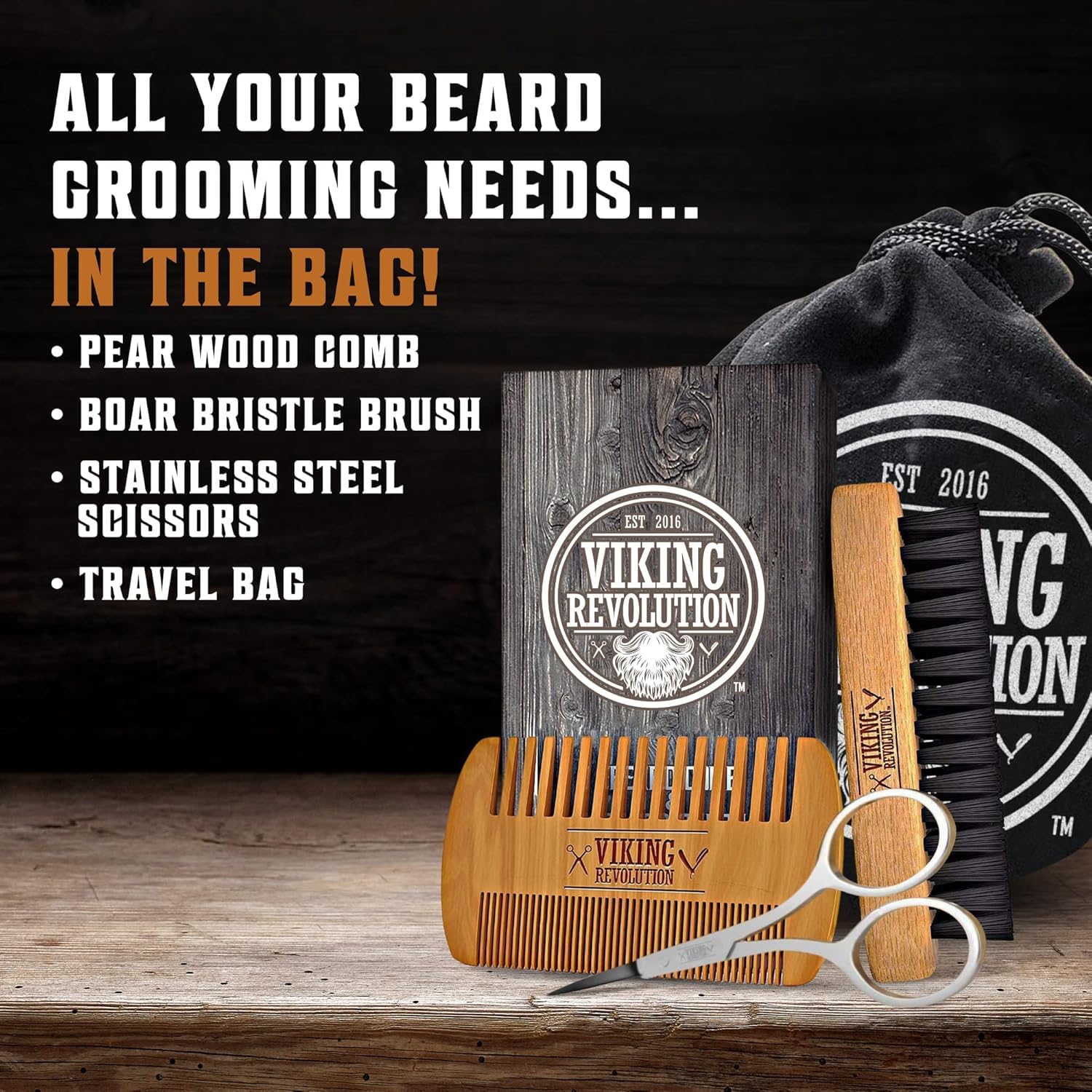 Viking Revolution boar bristle brush close-up smoothing beard hair effectively