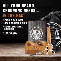 Viking Revolution boar bristle brush close-up smoothing beard hair effectively