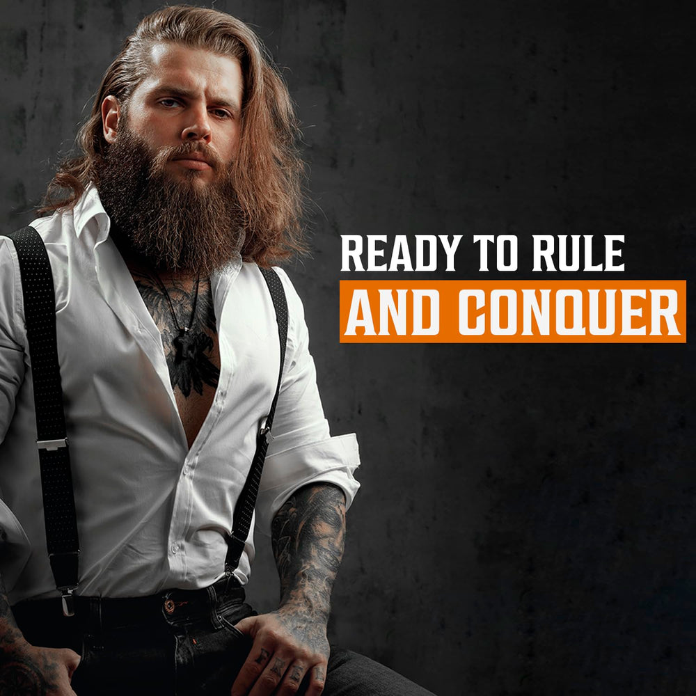 Viking Revolution applying conditioner to beard for softer manageable hair