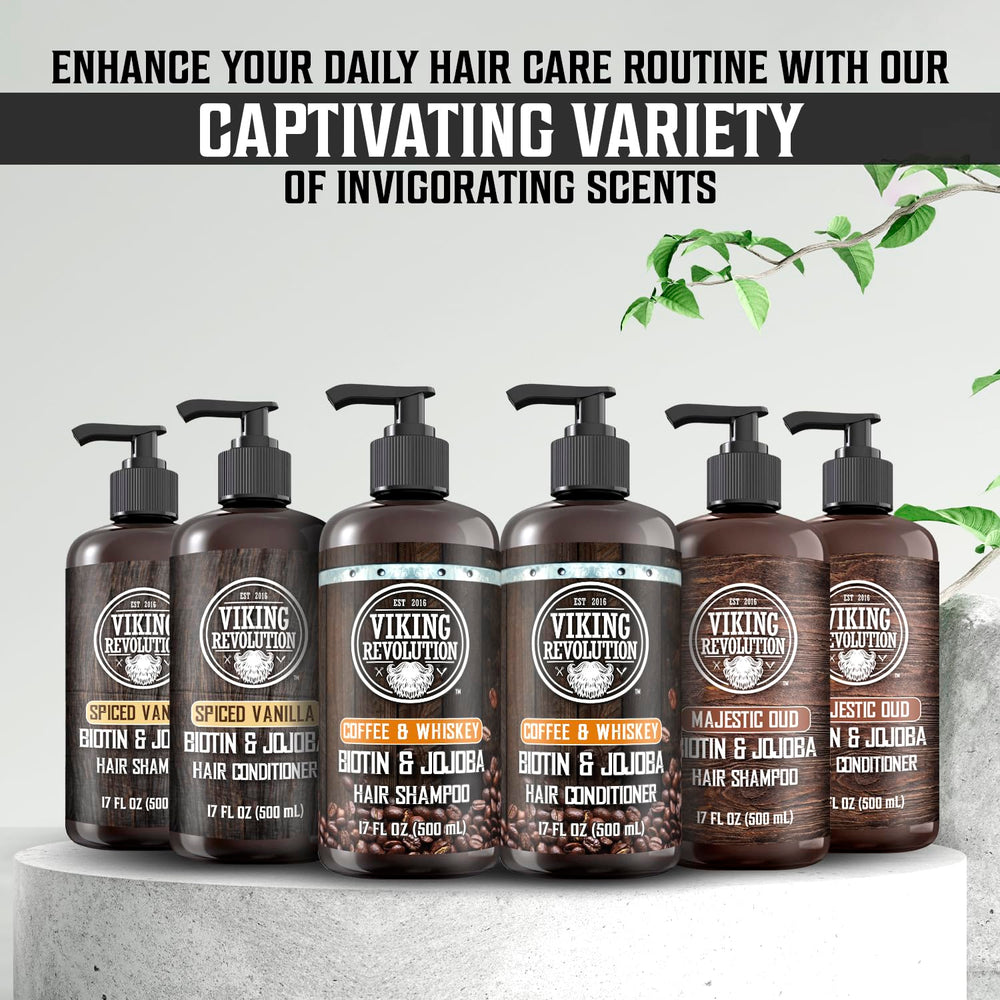 Viking Revolution shampoo and conditioner in use under shower, refreshing clean experience